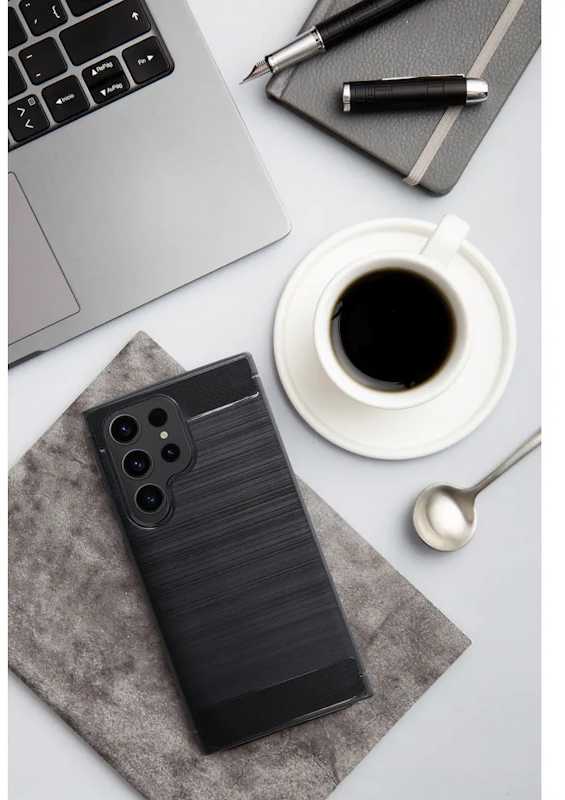 Pferd TakeMe CARBON efekto TPU itin plonas galinio dangtelio dėklas, skirtas Samsung Galaxy M54 5G (M546B) juodas