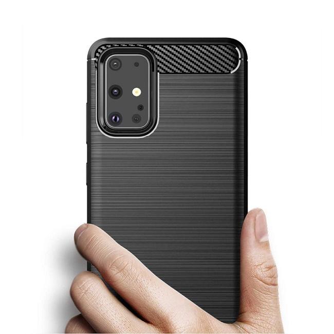 TakeMe CARBON efekto TPU itin plonas galinio dangtelio dėklas, skirtas Samsung Galaxy A22 4G (A225F) Juodas