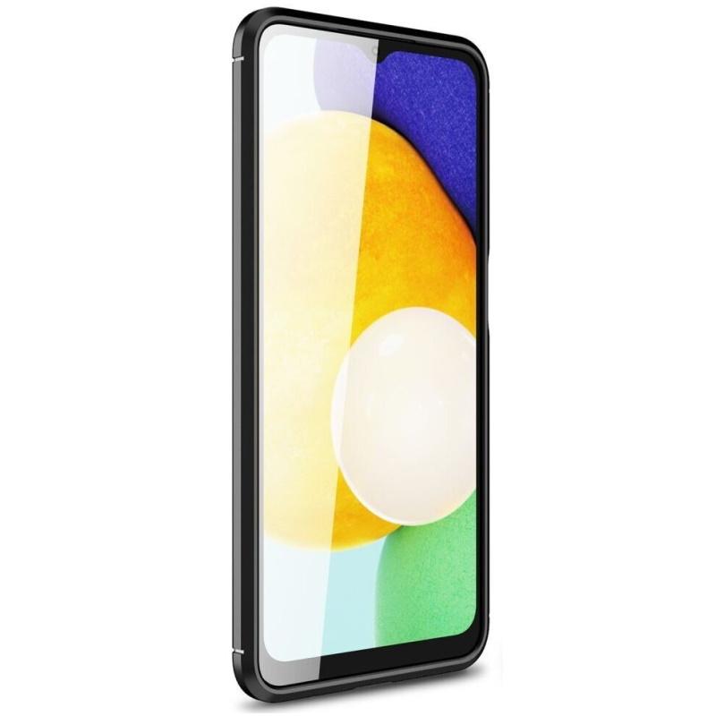 TakeMe CARBON efekto TPU itin plonas galinio dangtelio dėklas, skirtas Samsung Galaxy A13 5G (A136U) / A04S (A047F) Juodas