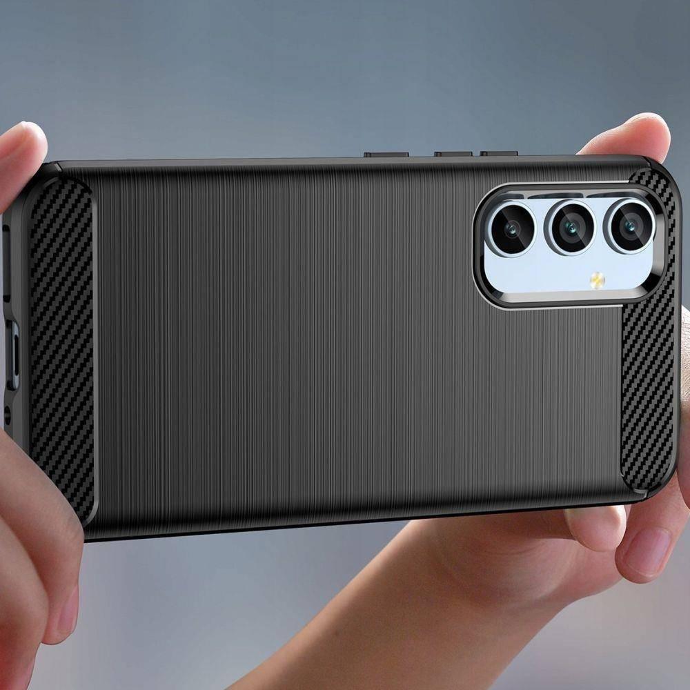 Pferd TakeMe CARBON efekto TPU itin plonas galinio dangtelio dėklas Samsung Galaxy M23 5G (M236B) / A23 5G (A235F) Juodas
