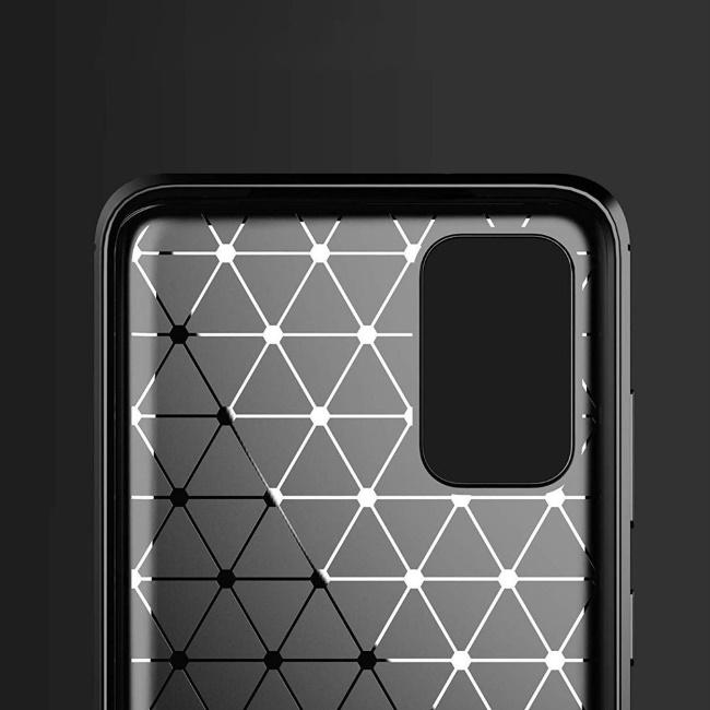 TakeMe CARBON efekto TPU itin plonas galinio dangtelio dėklas, skirtas Samsung Galaxy A22 4G (A225F) Juodas