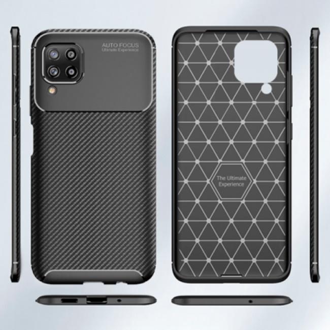 Pferd TakeMe CARBON efekto TPU itin plonas galinio dangtelio dėklas, skirtas Samsung Galaxy A12 (A125F) juodas