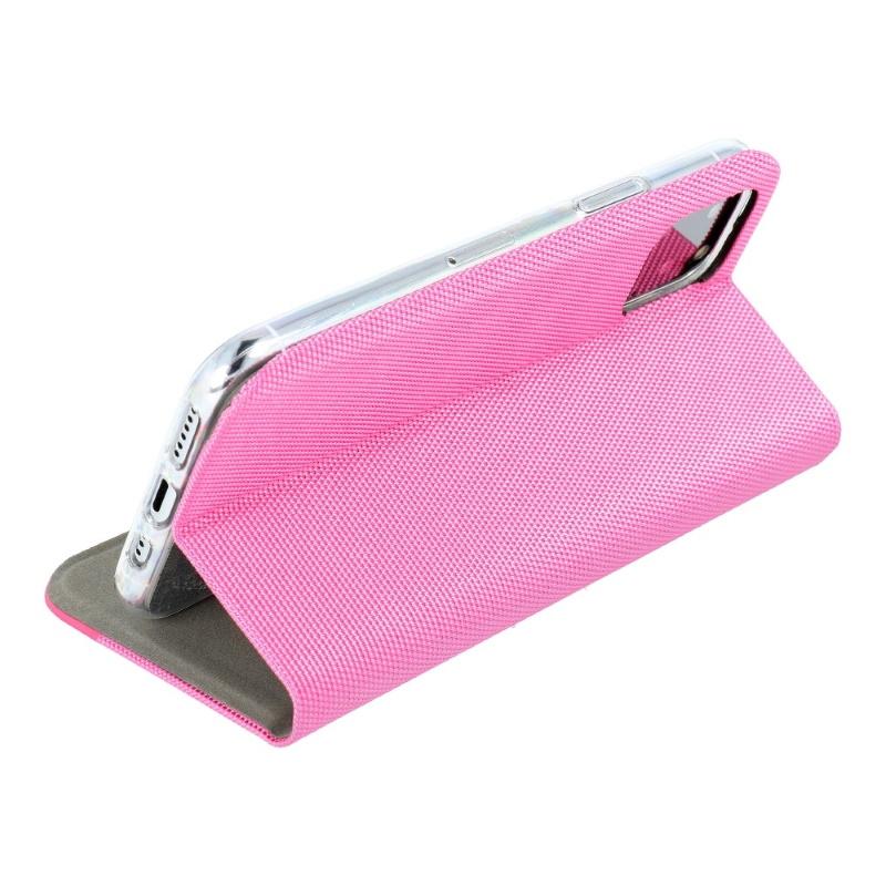 TakeMe Fabric serijos išmanusis magnetinis fiksavimo atverčiamas dėklas, skirtas Samsung Galaxy A02S (A025F) A03S (A037F) Rožinė