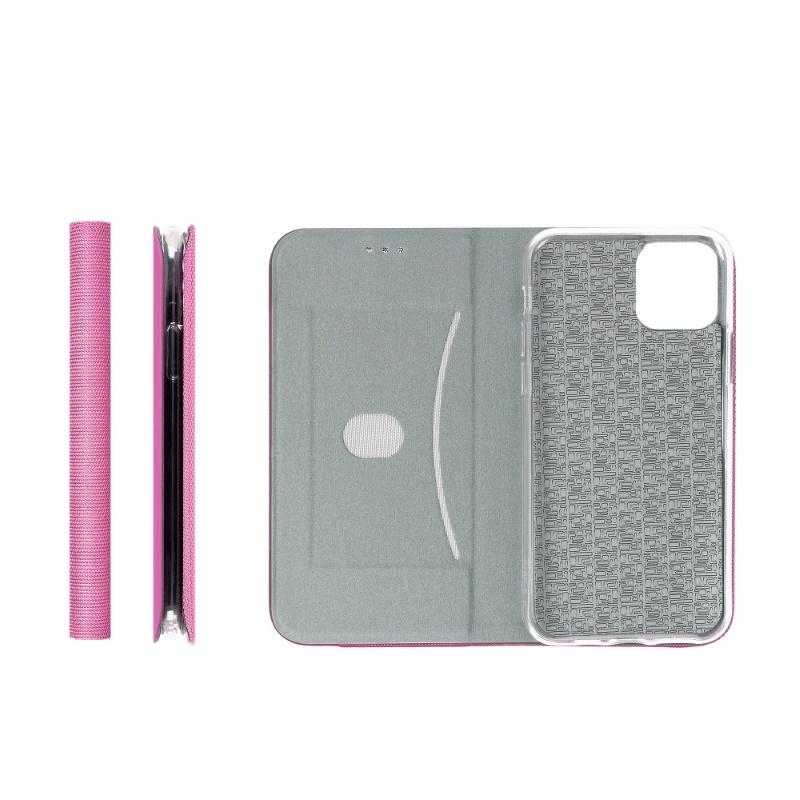 TakeMe Fabric serijos išmanusis magnetinis fiksavimo atverčiamas dėklas, skirtas Samsung Galaxy A02S (A025F) A03S (A037F) Rožinė