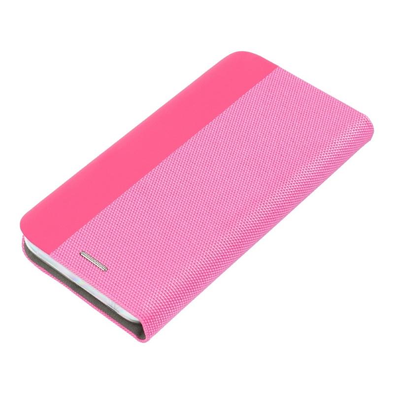 TakeMe Fabric serijos išmanusis magnetinis fiksavimo atverčiamas dėklas, skirtas Samsung Galaxy A02S (A025F) A03S (A037F) Rožinė