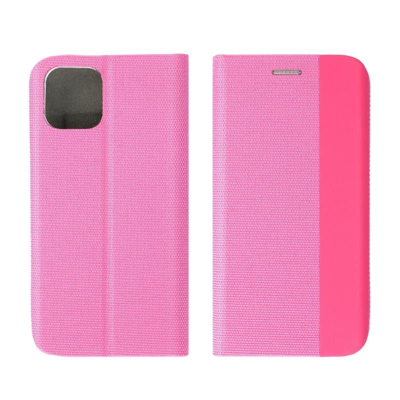 TakeMe Fabric serijos išmanusis magnetinis fiksavimo atverčiamas dėklas, skirtas Samsung Galaxy A02S (A025F) A03S (A037F) Rožinė