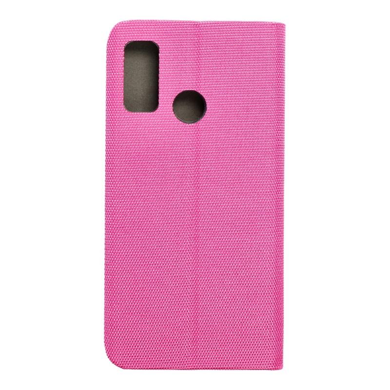 TakeMe Fabric serijos išmanusis magnetinis fiksavimo atverčiamas dėklas, skirtas Samsung Galaxy A02S (A025F) A03S (A037F) Rožinė