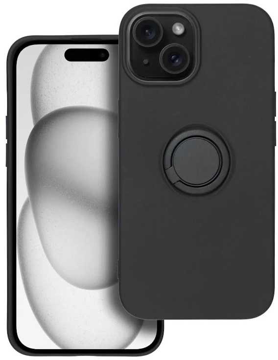 Pferd TakeMe Finger Ring Minkštas silikoninis nugaros dėklas automobilio laikiklio magnetas Apple iPhone 15 Pro Max Juodas