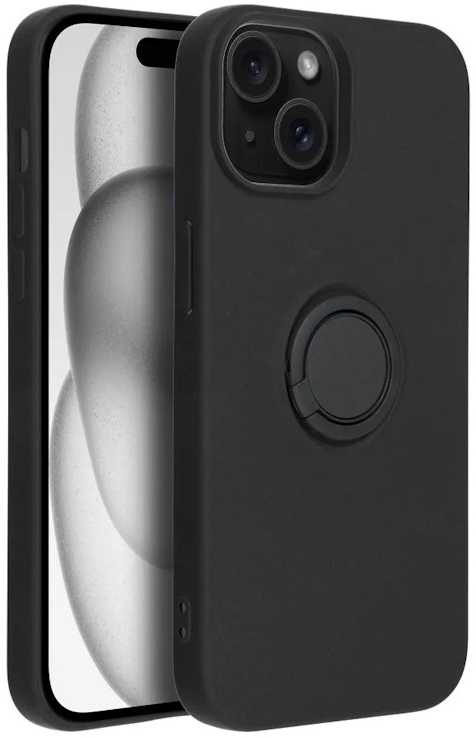 Pferd TakeMe Finger Ring Minkštas silikoninis nugaros dėklas automobilio laikiklio magnetas Apple iPhone 15 Pro Max Juodas