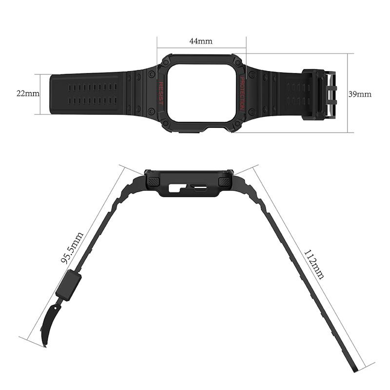 Pferd TakeMe guminė juostelė su šarvuotu dėklu, skirta Apple Watch 7 / SE (41/40 / 38mm) Skaidri / auksinė