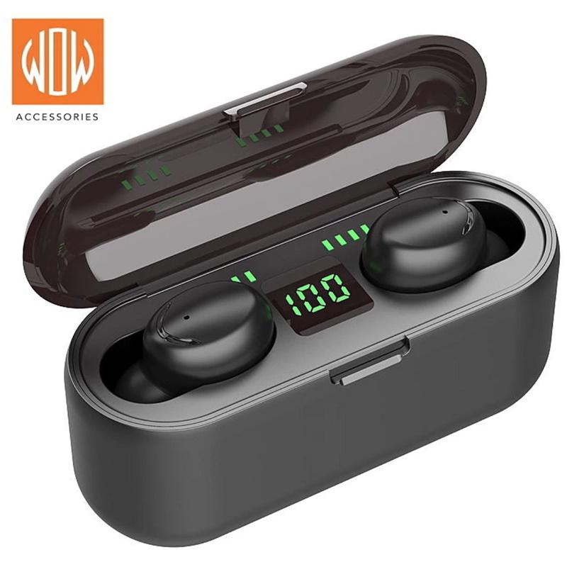 Platinet „WoW F9“ sporto ir pramogų „Super-Fit TWS Bluetooth 5.1“ stereo ausinės su HD mikrofonu, LED įkrovimu, USB įkrovikliu, juodos