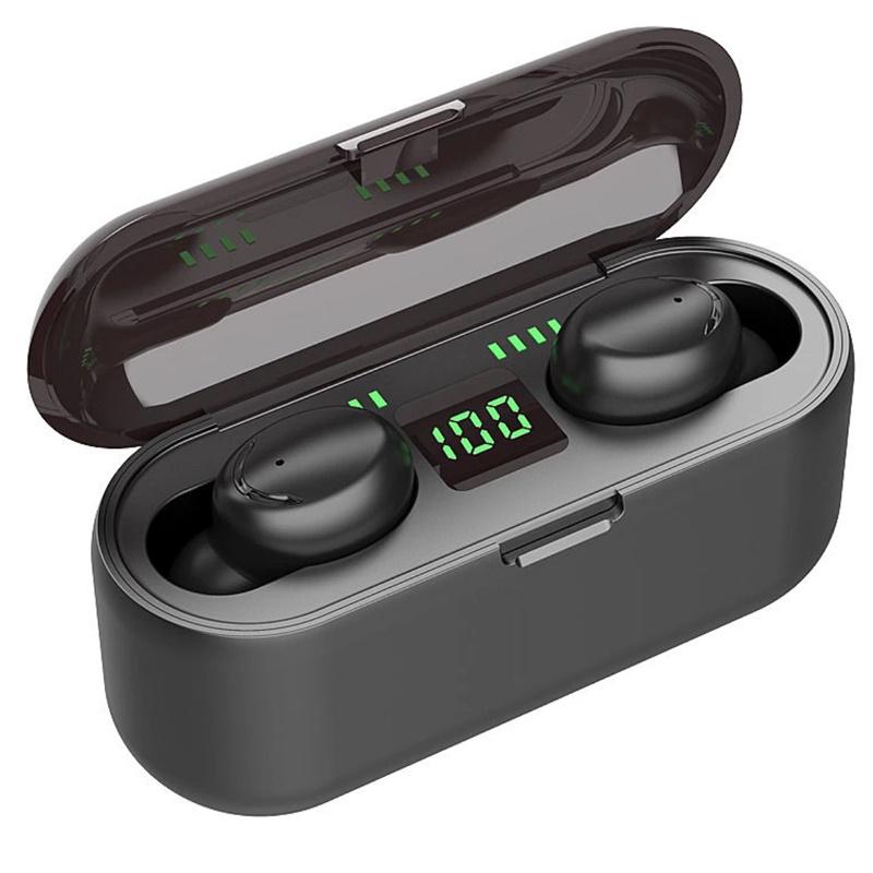 Platinet „WoW F9“ sporto ir pramogų „Super-Fit TWS Bluetooth 5.1“ stereo ausinės su HD mikrofonu, LED įkrovimu, USB įkrovikliu, juodos