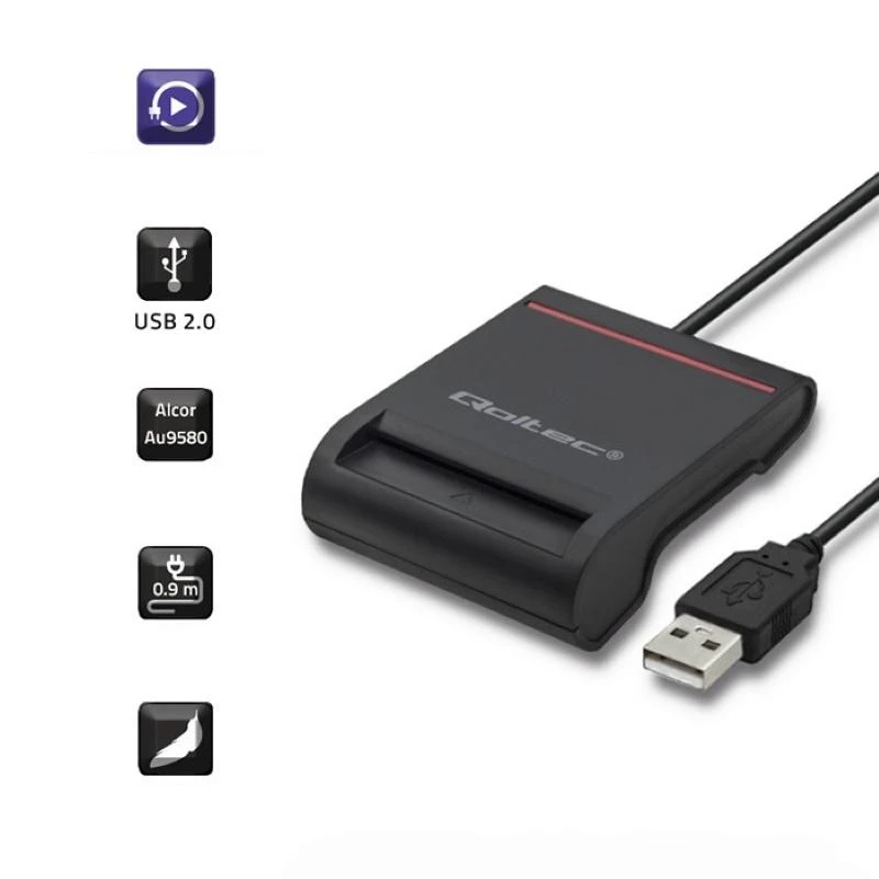 Qoltec ID kortelių skaitytuvas su USB 2.0 jungtimi