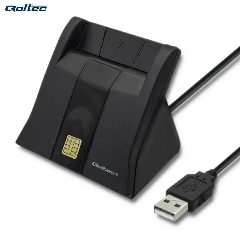 QOLTEC Smart chip ID kortelių skaitytuvas USB 2.0 Plug&Play vertikalus