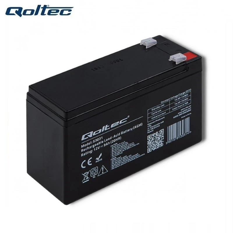 QOLTEC 53031 gelio baterija 12V 9Ah max.90A AGM