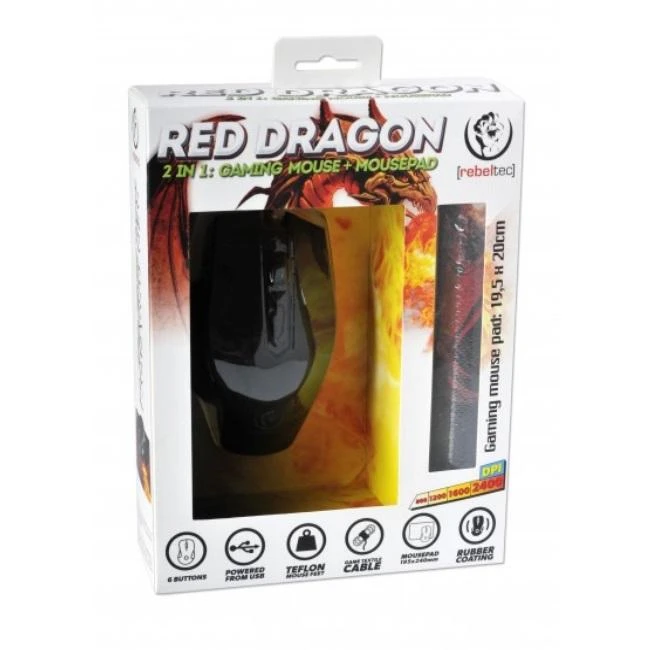 Pelė Rinkinys Rebeltec Raudona Dragon