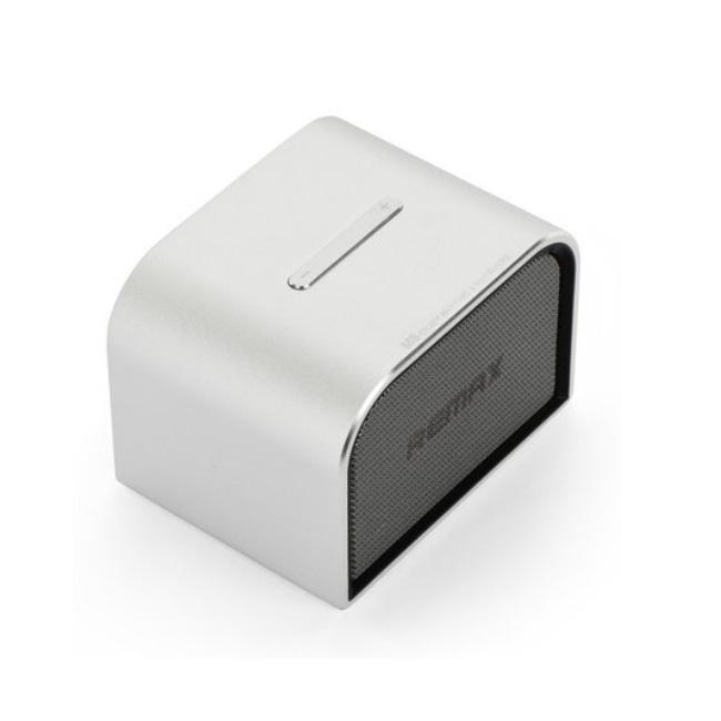 Remax RB-M8 mini Bluetooth 4.0 metalinė kompaktiška nešiojama muzikinė kolonėlė su 5W ir AUX 3.5mm, sidabrinė