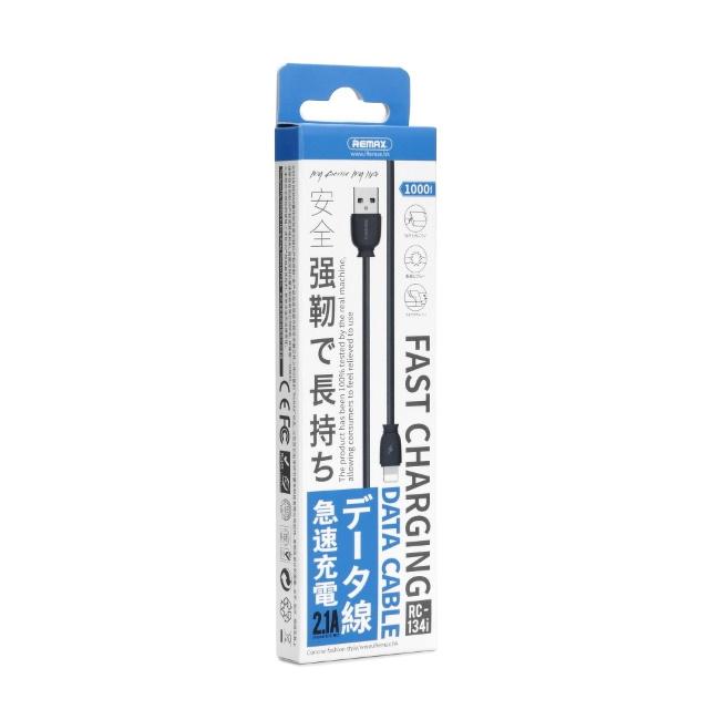 USB kabelis Remax RC-134i Lightning 2.1A juodas 1.0m