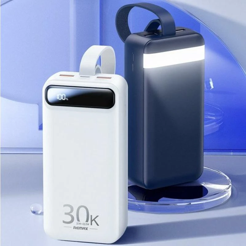 Powerbank 22,5W 30000mAh PD + QC Remax Bole Series mėlynos spalvos