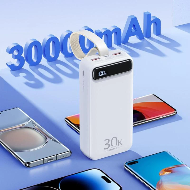 Powerbank 22,5W 30000mAh PD + QC Remax Bole Series mėlynos spalvos