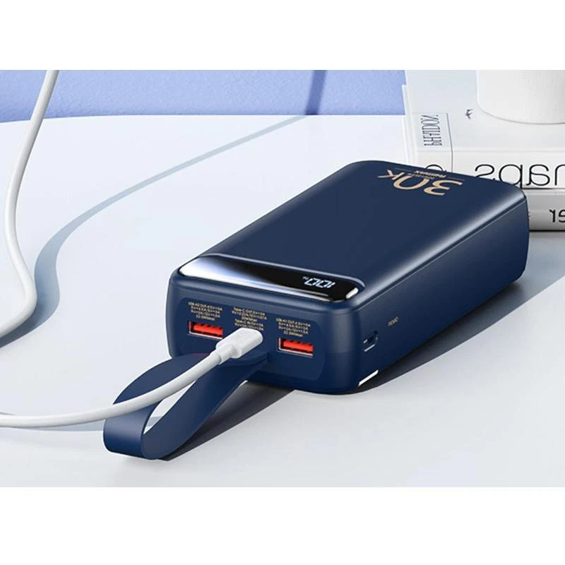 Powerbank 22,5W 30000mAh PD + QC Remax Bole Series mėlynos spalvos
