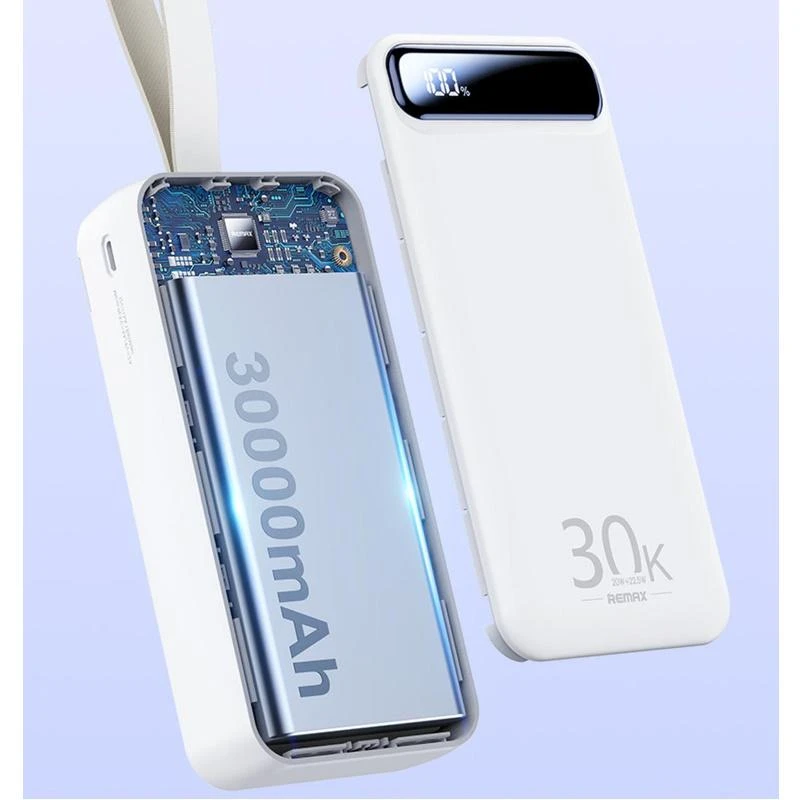 Powerbank 22,5W 30000mAh PD + QC Remax Bole Series mėlynos spalvos