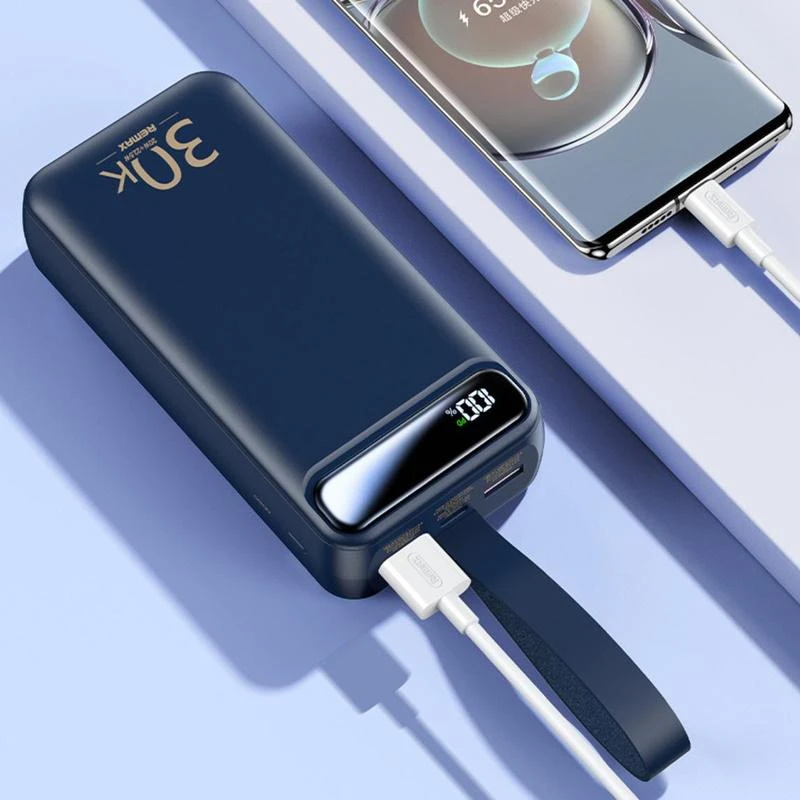 Powerbank 22,5W 30000mAh PD + QC Remax Bole Series mėlynos spalvos