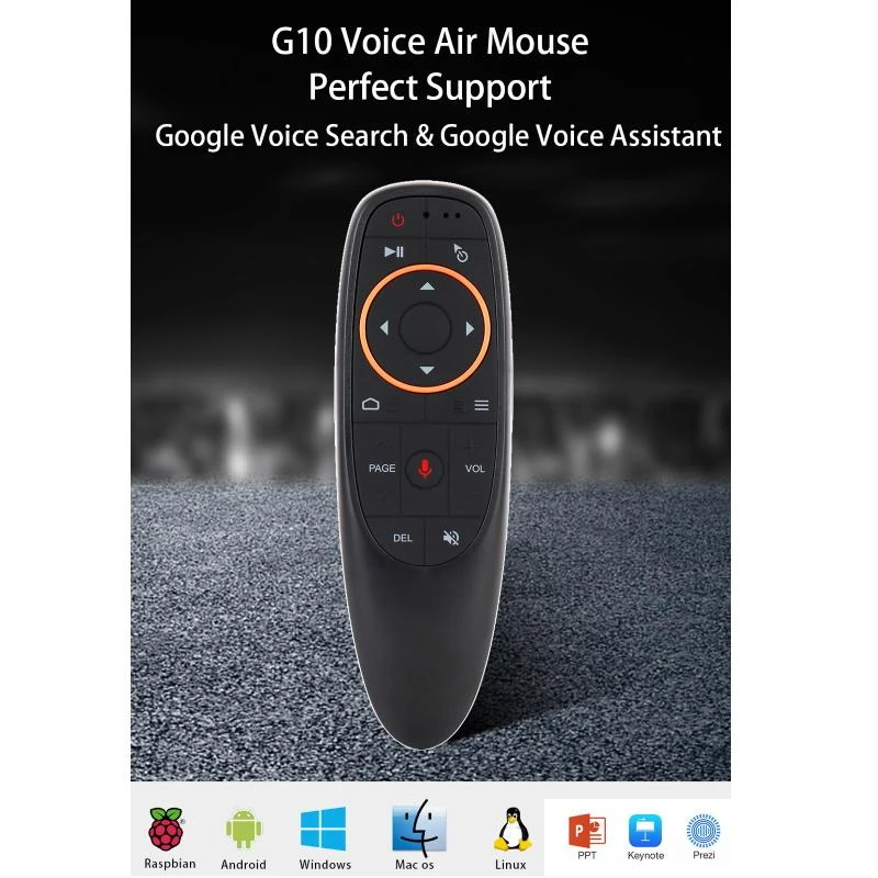 „Riff G10s“ universalus išmanusis televizorius – kompiuteris – „Android TV“ belaidis / IR nuotolinis balso asistentas ir juodas giroskopas
