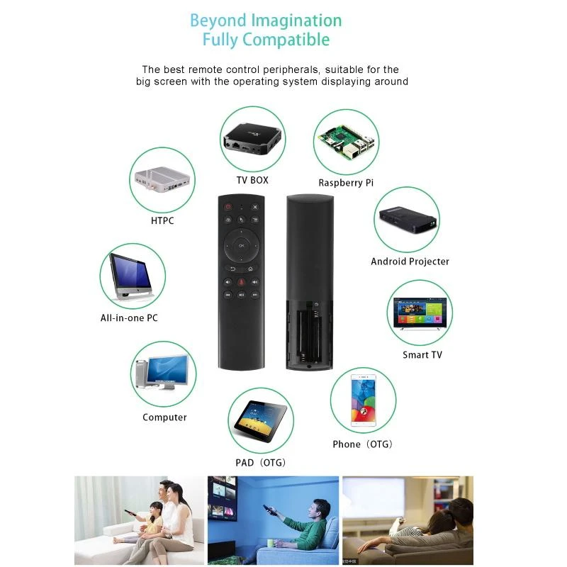 „Riff G20s“ universalus išmanusis televizorius – kompiuteris – „Android TV“ belaidis / IR nuotolinis balso asistentas ir juodas giroskopas