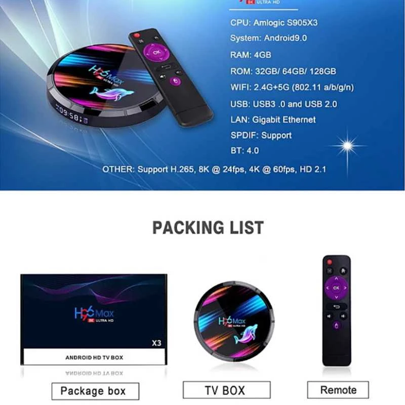 Vaizdo grotuvas Riff Multimedijos grotuvas Transcend Smart TV Amlogic S905 X3 4Gb + 64Gb