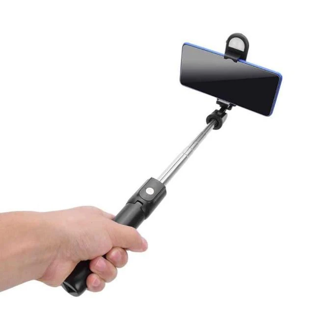 Riff K10-S Universali belaidė asmenukių lazda (išplėsti 70 cm) su trikoju / veidrodžiu / LED lempute / užrakto mygtuku juoda