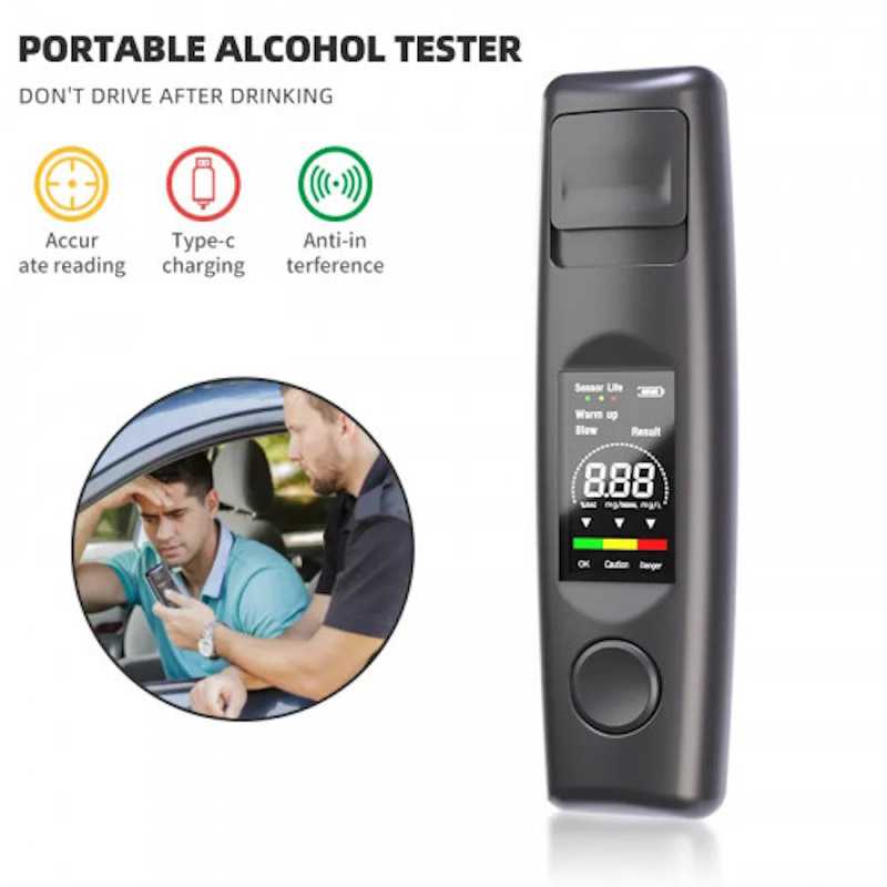 Alkotesteris Riff RF-0061 automatinis skaitmeninis alkotesterio matuoklio testeris kvėpavimo alkoholio detektorius