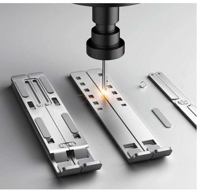 Riff RF-0085 2in1 metalinis nešiojamasis nešiojamasis kompiuteris (10–17 colių) / planšetinis kompiuteris / telefonas, puikus reguliuojamo kampo stovas ir aušintuvo padėklas