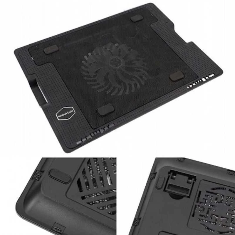 Riff RF-0092 2in1 nešiojamas aušintuvo padas ir puikiai reguliuojamo kampo stovas nešiojamam kompiuteriui (12"-17") su USB laidu