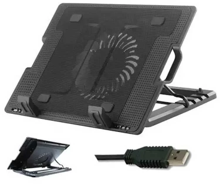 Riff RF-0092 2in1 nešiojamas aušintuvo padas ir puikiai reguliuojamo kampo stovas nešiojamam kompiuteriui (12"-17") su USB laidu