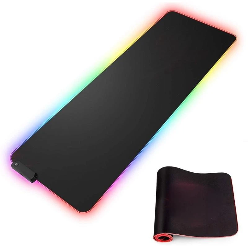 Riff RGB-01 guminis audinys žaidimų pelės kilimėlis su USB RGB spalvotu LED rėmeliu (80x30cm) juodas