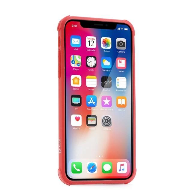 Roar Anti-Shock Armor Carbon Silicone galinio dangtelio dėklas, skirtas Apple iPhone 11 Pro Max Raudona
