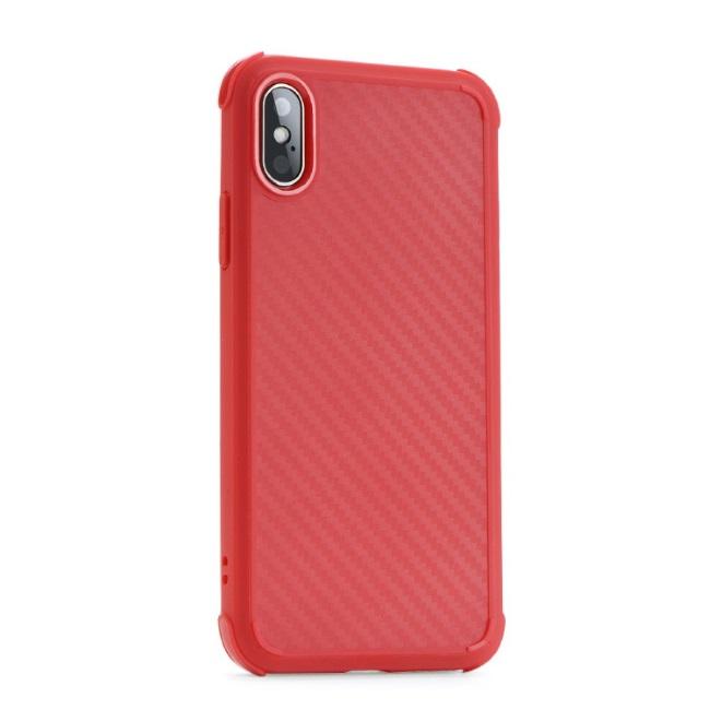 Roar Anti-Shock Armor Carbon Silicone galinio dangtelio dėklas, skirtas Apple iPhone 11 Pro Max Raudona