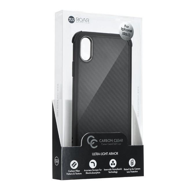 Roar Anti-Shock Armor Carbon Silicone galinio dangtelio dėklas, skirtas Apple iPhone 11 Pro Max Raudona
