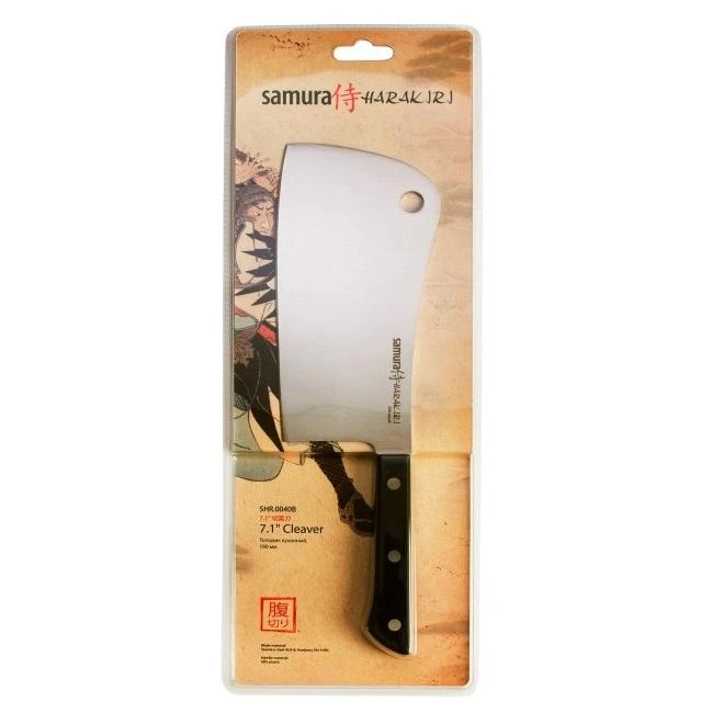 Samura HARAKIRI universalus virtuvės kirvis 7,1"/180mm 59 HRC su juoda rankena