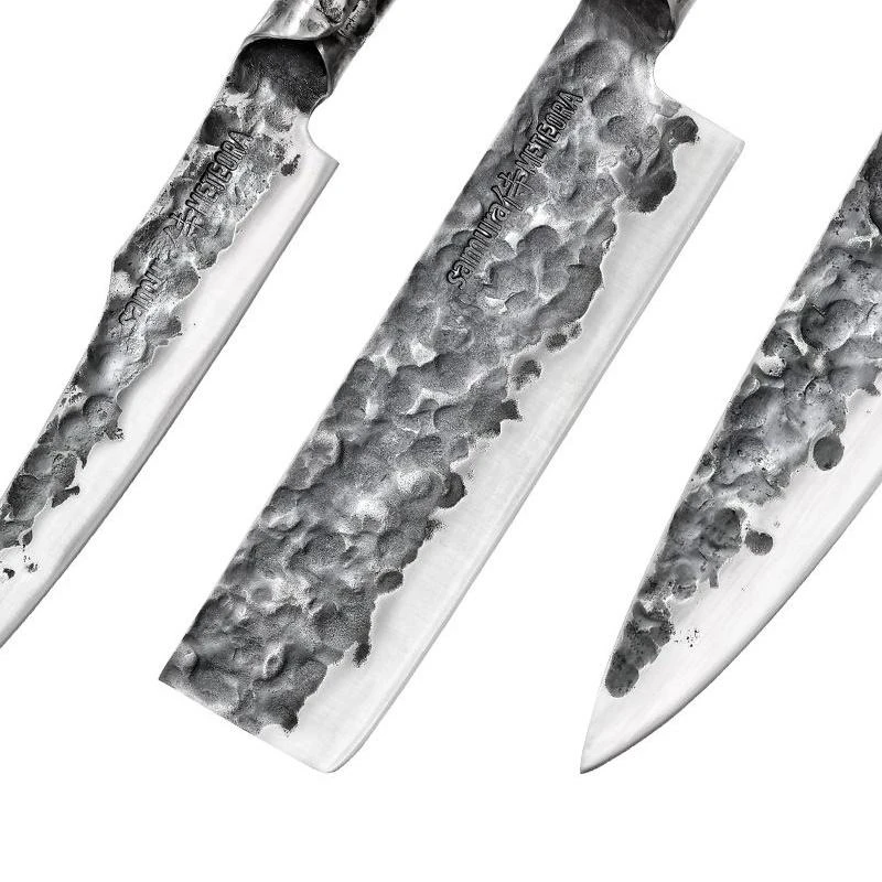 Samura Meteora 3 virtuvinių peilių rinkinys Universal 175mm nakiri 171mm chef's 209mm AUS-10 HRC 59
