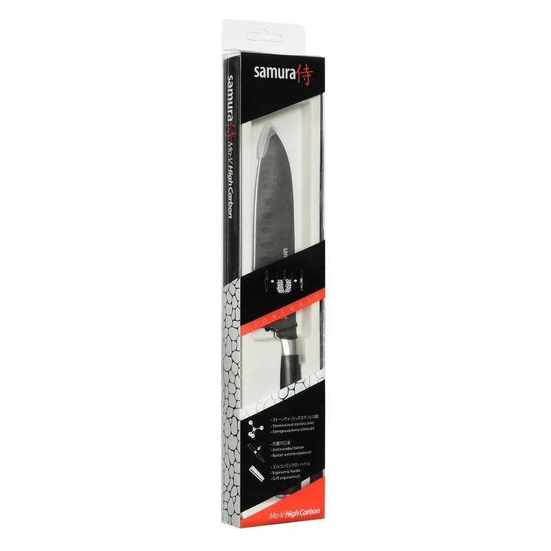 Samura MO-V Stonewash Santoku 5.4''/138mm. 59HRC. iš AUS 8 Japoniškas plienas 59 HRC