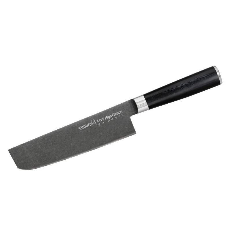 Samura MO-V Stonewash smulkinimo kirvis Nakiri peilis 167mm iš AUS 8 japoniško plieno 59 HRC