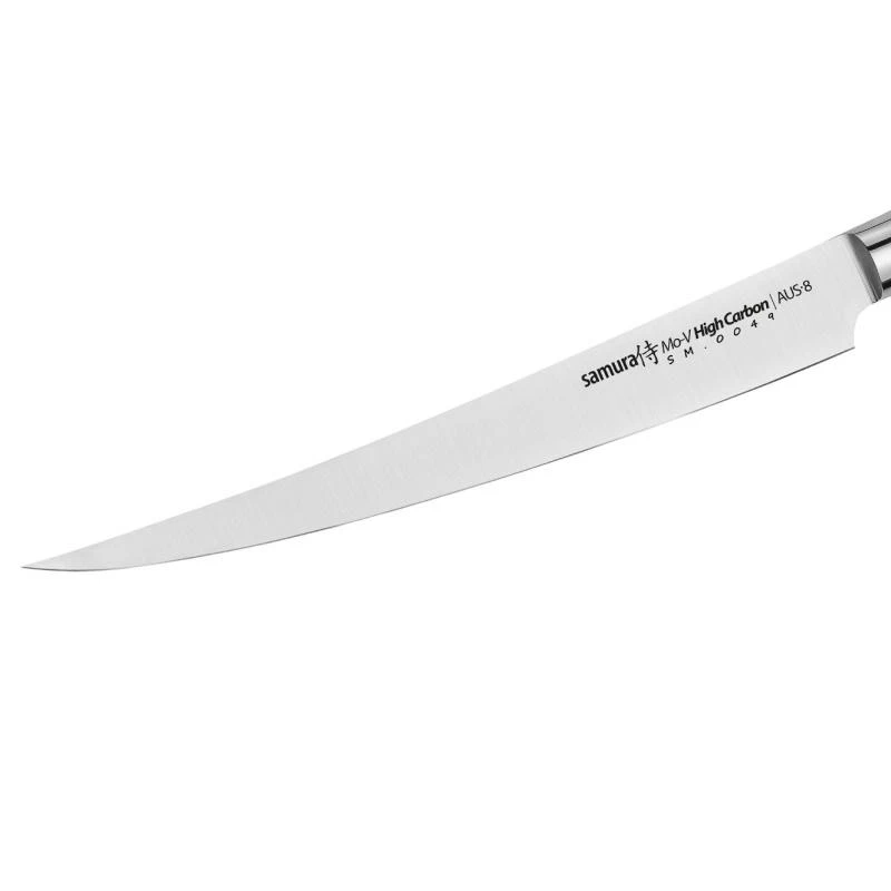 Samura MO-V virtuvės universalus ilgas pjaustymo peilis 251 mm iš AUS 8 japoniško plieno 59 HRC