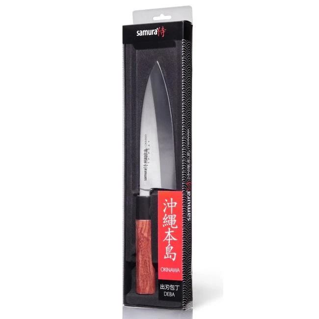 Samura OKINAWA universalus virtuvės peilis Deba 6,7"/170mm iš AUS 8 japoniško plieno 59 HRC