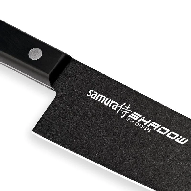 Samura Shadow rinkinys iš 2 virtuvinių peilių 208mm ir 120mm AUS-8 neprilimpančia tamsia danga 58 HRC