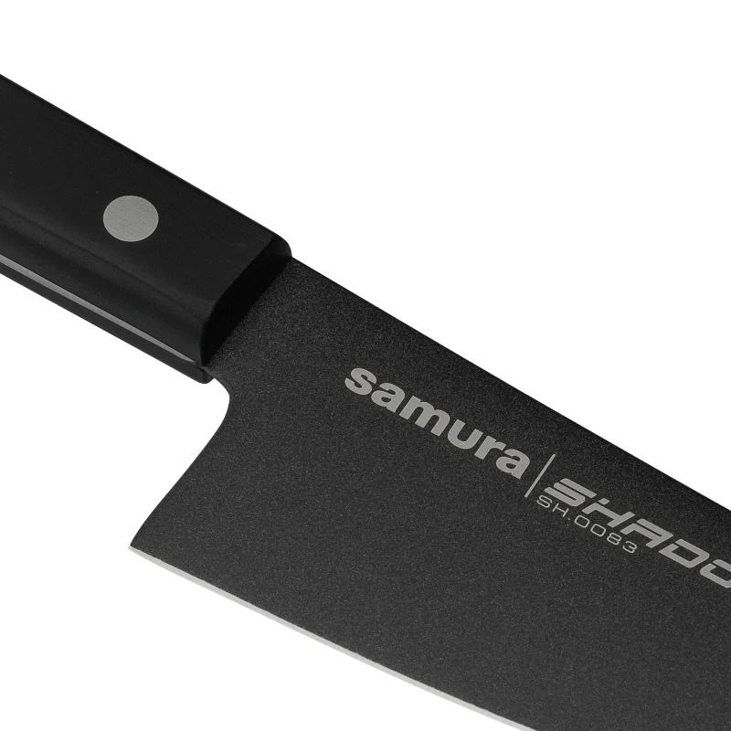 Samura Shadow Small Chef's Kitchen peilis 166 mm AUS-8 nelipni tamsi danga 58 HRC