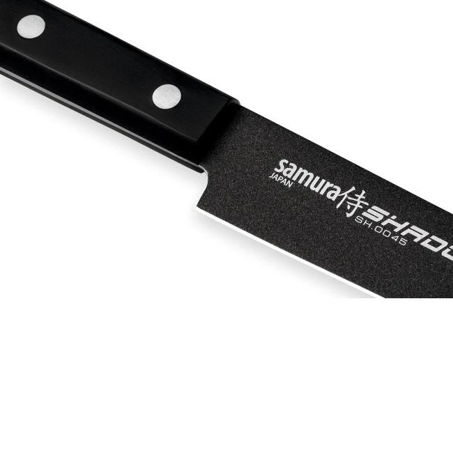 Samura SHADOW universalus virtuvės pjaustymo peilis su juoda nepridegančia danga 7,7"/196 mm iš AUS 8 japoniško plieno 59 HRC