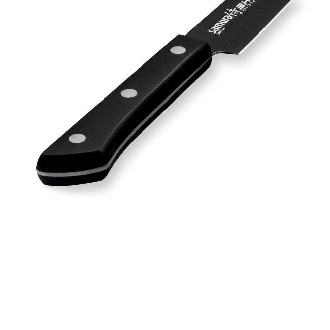 Samura SHADOW universalus virtuvės pjaustymo peilis su juoda nepridegančia danga 7,7"/196 mm iš AUS 8 japoniško plieno 59 HRC