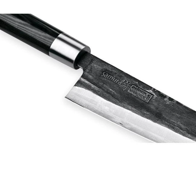 Samura SUPER 5 Rinkinyje 3vnt. peiliai Utility 162mm / Nakiri 168mm / Santoku 182mm iš AUS 10 Damasko plieno 60 HRC (5 sluoksniai)